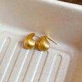 Gold Plated Copper Teardrop Brushed Stud Earrings With Silver Posts Minimalist Light Luxury view 4