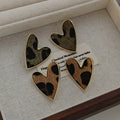 Vintage Alloy Leopard Print Heart Studs For Women Autumn Winter Hong Kong Style Statement Earrings view 1