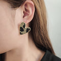 Vintage Alloy Leopard Print Heart Studs For Women Autumn Winter Hong Kong Style Statement Earrings view 2