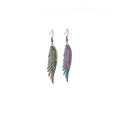 Vintage Bohemian Ethnic Iridescent Alloy Hollow Feather Drop Hook Dangle Women Fashion Earrings view 5