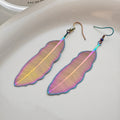 Vintage Bohemian Ethnic Iridescent Alloy Hollow Feather Drop Hook Dangle Women Fashion Earrings view 3