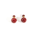 Vintage Light Luxury Red Round Double Sided Faux Pearl Alloy Front Back Studs For Women Party Earrings view 5