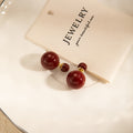 Vintage Light Luxury Red Round Double Sided Faux Pearl Alloy Front Back Studs For Women Party Earrings view 1
