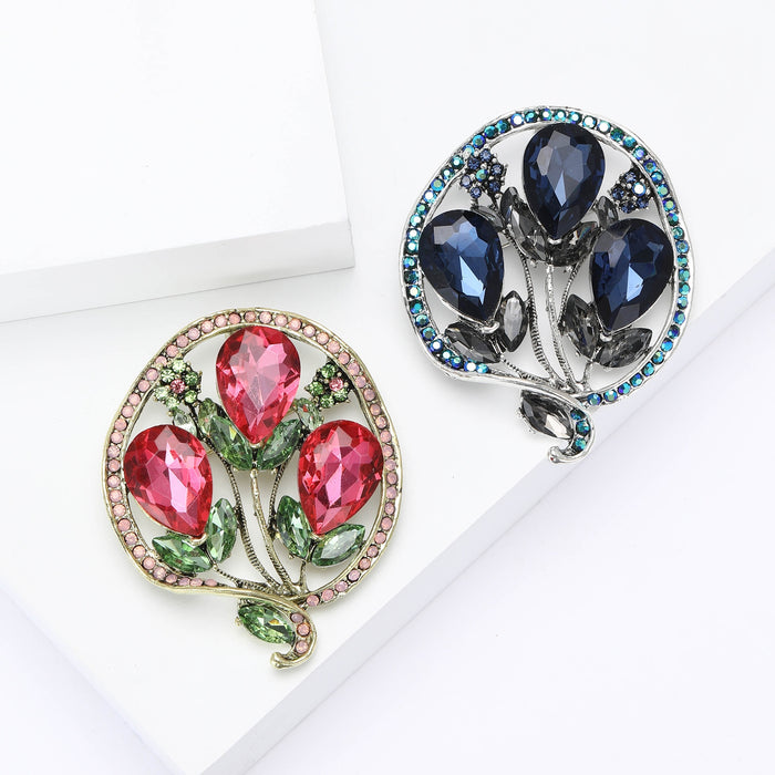 Alloy Rhinestone Balloon Flower Brooch For Women's Clothing Decoration