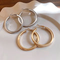 European American Metal Round Hoop Earrings For Women Exaggerated Minimalist Luxury Geometric Jewelry view 3
