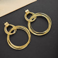 Elegant Luxury Multi Layer Alloy Round Hoop Hollow Metal Drop Earrings For Women Fashion Statement Earrings view 4