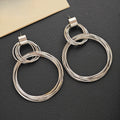Elegant Luxury Multi Layer Alloy Round Hoop Hollow Metal Drop Earrings For Women Fashion Statement Earrings view 3