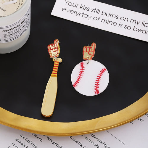 Style Baseball Jersey Ball Cap Glove Bat Acrylic Enamel Dangle Sports Festival Earrings