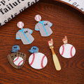 Style Baseball Jersey Ball Cap Glove Bat Acrylic Enamel Dangle Sports Festival Earrings view 1