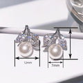 Faux Pearl Leaf Stud Earrings For Women, Elegant Lightweight Daily Wear Fashion Jewelry view 4