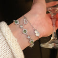 Light Luxury Copper Zircon Flower Star Bangle For Women Vintage Fashion Jewelry view 3