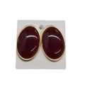Red Oval Alloy Stud Earrings With Silver Pins, Vintage Chic Geometric Light Luxury Design view 5