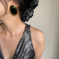 Red Oval Alloy Stud Earrings With Silver Pins, Vintage Chic Geometric Light Luxury Design view 4