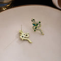 Luxury Full Rhinestone Snake And Bamboo Leaf Alloy Stud Earrings For Women Unique Vintage Style Earrings view 3