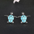 Cute Metal Enamel Turtle Stud Earrings For Women Micro Pave Zircon Daily Jewelry view 3