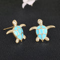 Cute Metal Enamel Turtle Stud Earrings For Women Micro Pave Zircon Daily Jewelry view 5
