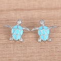 Cute Metal Enamel Turtle Stud Earrings For Women Micro Pave Zircon Daily Jewelry view 1