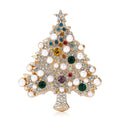 Metal Alloy Rhinestone Pearl Christmas Tree Brooch For Holiday Apparel view 5