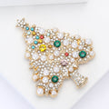 Metal Alloy Rhinestone Pearl Christmas Tree Brooch For Holiday Apparel view 3