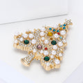 Metal Alloy Rhinestone Pearl Christmas Tree Brooch For Holiday Apparel view 2