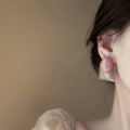 Retro Hong Kong Style Oval Colorblock Alloy Stud Earrings For Women Light Luxury Geometric Jewelry view 4