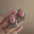 Retro Hong Kong Style Oval Colorblock Alloy Stud Earrings For Women Light Luxury Geometric Jewelry view 3