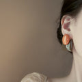 Retro Hong Kong Style Oval Colorblock Alloy Stud Earrings For Women Light Luxury Geometric Jewelry view 2