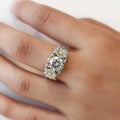 Hong Kong Forest Style Daisy Flower Ring For Women, Four Prong Zircon Pastoral Jewelry view 3
