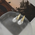 Elegant Vintage French Baroque Pearl Drop Earrings With Gold Alloy Leaf Accents And Silver Needle Earrings view 1