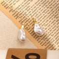 Elegant Vintage French Baroque Pearl Drop Earrings With Gold Alloy Leaf Accents And Silver Needle Earrings view 3