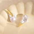 Elegant Vintage French Baroque Pearl Drop Earrings With Gold Alloy Leaf Accents And Silver Needle Earrings view 4