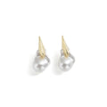 Elegant Vintage French Baroque Pearl Drop Earrings With Gold Alloy Leaf Accents And Silver Needle Earrings view 5