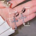 Light Luxury Zircon Inlaid Drop Earrings For Women, Niche Daily Sparkling Dangle Ear Jewelry view 4