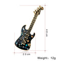 Black Gold Tone Guitar Two Designs Metal Brooch Pin view 3