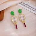 Creative Acrylic Sports Ping Pong Paddle Tennis Racket Billiards Triangle Statement Drop Earrings view 3