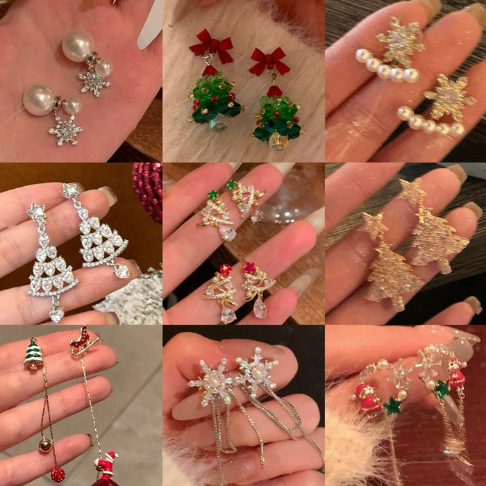 Light Luxury Zircon Snowflake Faux Pearl Stud Earrings With Silver Posts For Autumn Winter