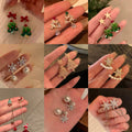 Light Luxury Zircon Snowflake Faux Pearl Stud Earrings With Silver Posts For Autumn Winter view 2