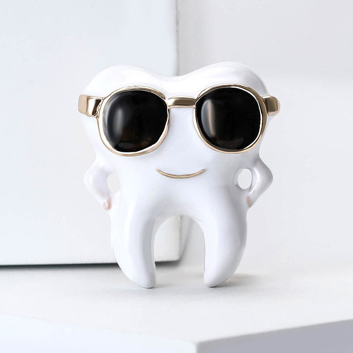 Alloy Enamel Sunglasses Tooth Brooch Pin For Unisex Clothing Decoration