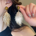 Copper Tiger Eye Leaf Stud Earrings For Women French Vintage Statement Light Luxury Jewelry view 1