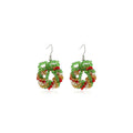 Christmas Colorful Crystal Beaded 3D Wreath Drop Hook Earrings Sweet Cute Festive Elegant Jewelry Earrings view 5