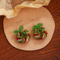Christmas Colorful Crystal Beaded 3D Wreath Drop Hook Earrings Sweet Cute Festive Elegant Jewelry Earrings view 2