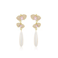 Elegant New Chinese Butterfly Flower Enamel Rhinestone Alloy Long Teardrop Pearl Dangle Earrings view 5