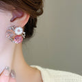 Sweet Floral Alloy Stud Earrings With Silver Posts, Forest Style Commuter Fashion Jewelry view 3
