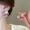 Sweet Floral Alloy Stud Earrings With Silver Posts, Forest Style Commuter Fashion Jewelry view 1
