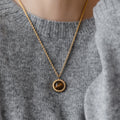 Maillard Style Tiger Eye Alloy Round Geometric Sweater Necklace For Women Vintage Winter Accessory view 2