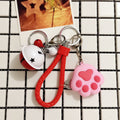 Cat Paw Pom Pom and Bell Wrist Strap Keychains in Thirteen Options view 11