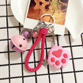 Cat Paw Pom Pom and Bell Wrist Strap Keychains in Thirteen Options view 12