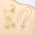 European American Lucky Flower Necklace Earrings Bracelet Three Piece Set Light Luxury Fashion Jewelry view 4