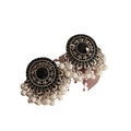 Vintage Ethnic Faux Pearl Rhinestone Geometric Round Stud Earrings With Silver Posts view 5