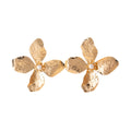 European American Luxury Chic Oversized 3D Hammered Gold Alloy Flower Pearl Statement Earrings view 5